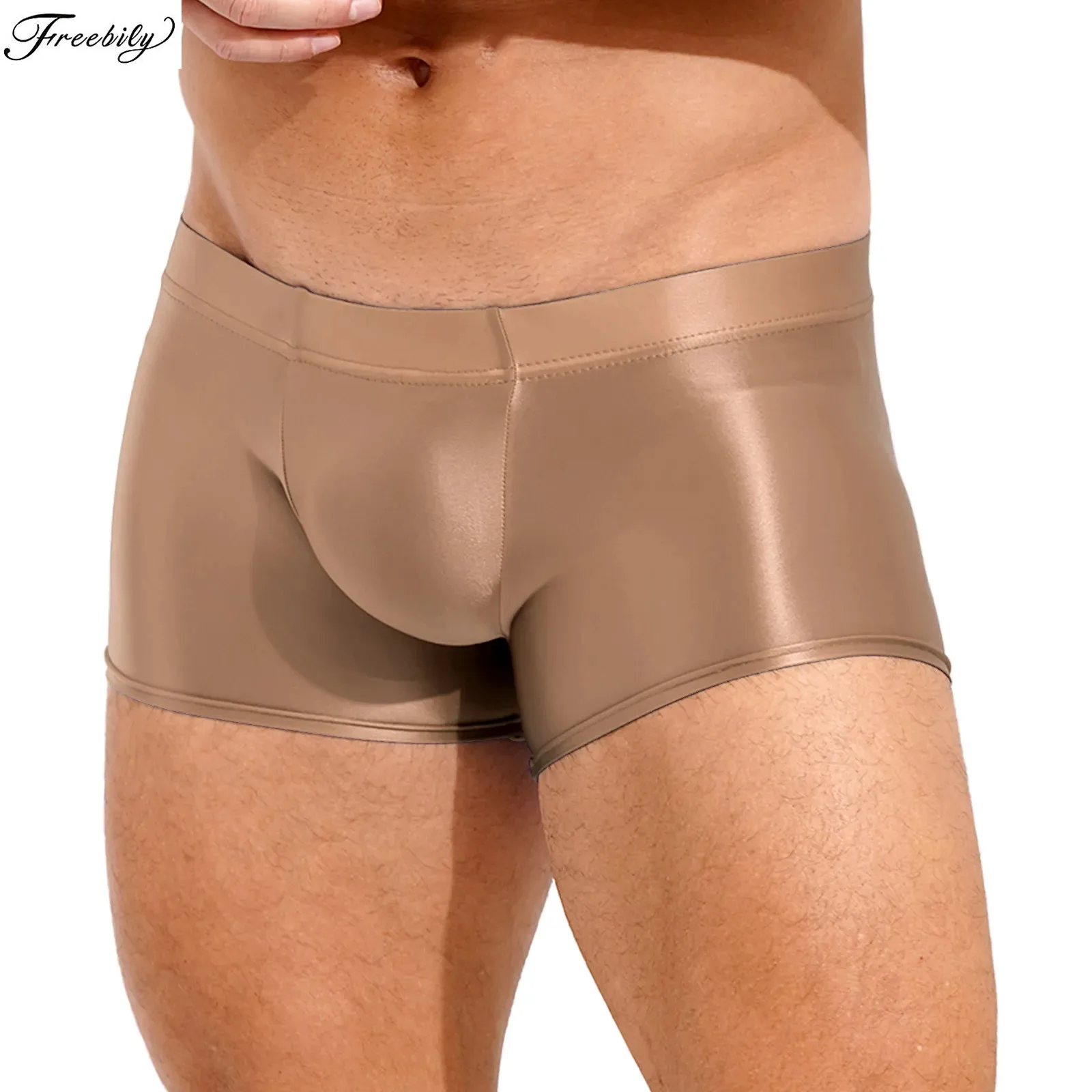 Calzoncillos Bóxer brillantes para hombre, ropa interior de tiro bajo, Fiesta en la piscina, playa, voleibol, ropa de playa