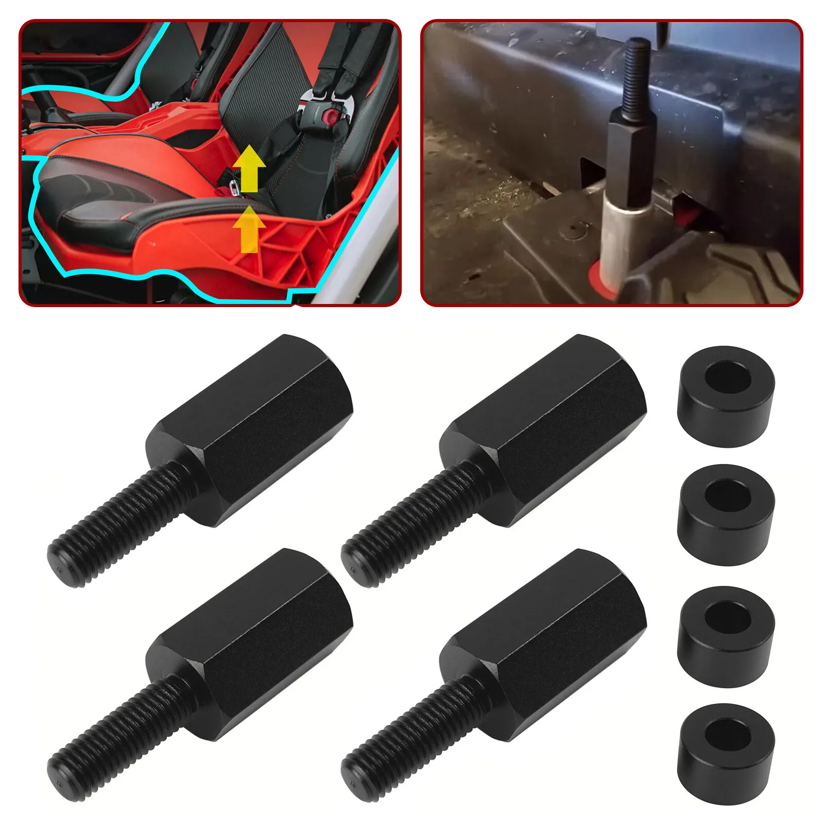 

4PCS UTV Seat Riser Kit for Canam Maverick X3 Seat Lift Up Riser Screws Black Aluminum Mount Brackets Styling Accessories