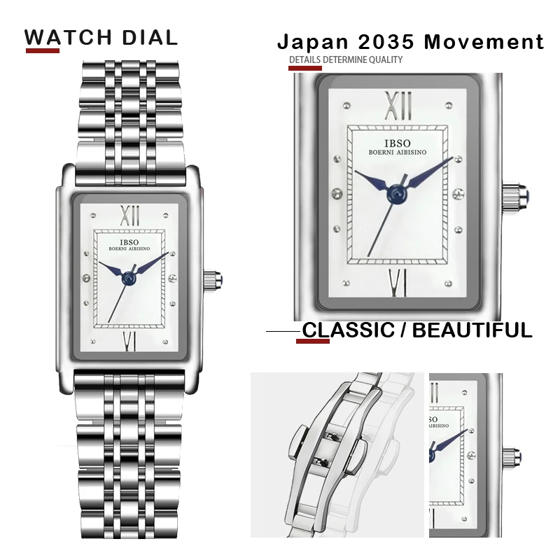 Luxury Brand Women Watch Rectangular Small Silver Steel Elegant Quartz Handwatch Female Waterproof Vintage Lady Wristwatch Black