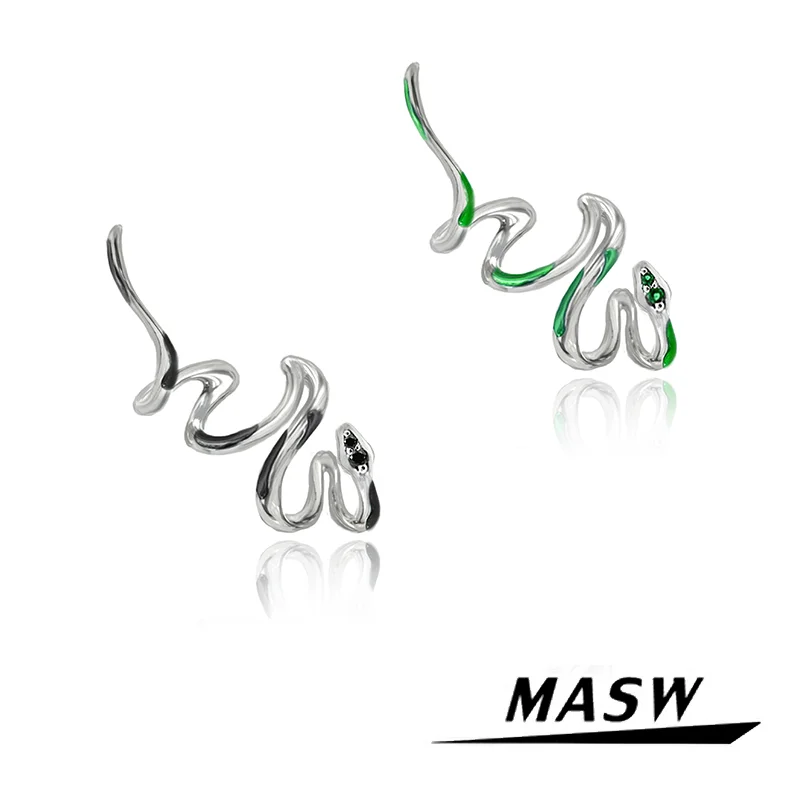 

MASW Original Design Cool Trend Jewelry High Quality Brass Snake Earcuff Clip Earrings For Women Girl Party Gift Hot Sale