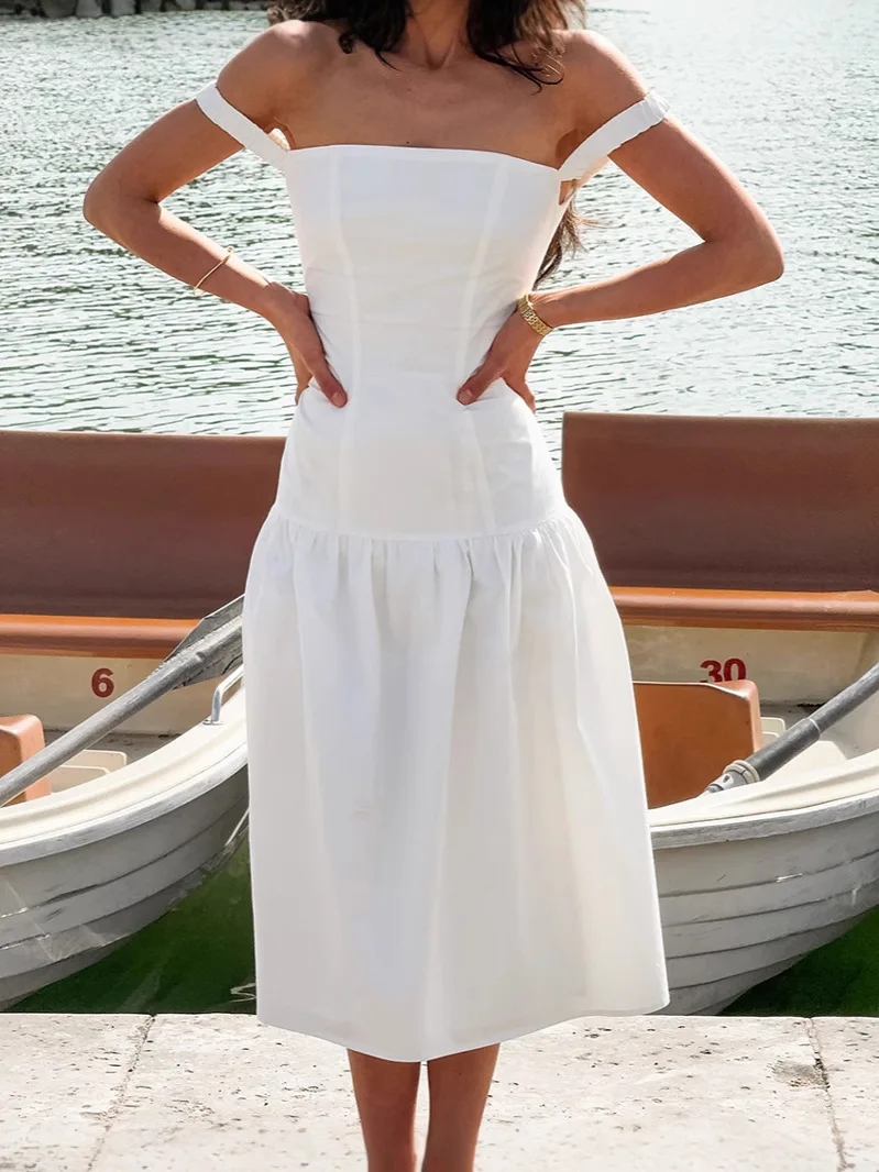 Dresses Womens Dress New Year 2025 Polyester Decorative Buttoned Crew-Neck Silky Smart Minimalist Modern Lady Urban Workwear Fit