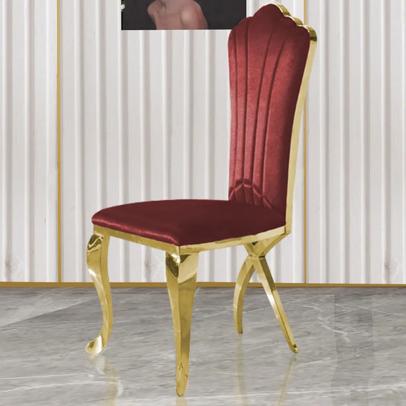 Light luxury stainless steel dining chair flannel chair wine restaurant leather chair modern simple European style fashion