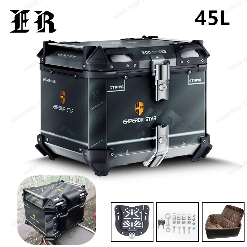 

ER 45L Universal Motorcycle Helmet Box Universal Top Tail Rear Luggage Storage Tool Cases Lock Moto Tail Box Trunk Tour Storage