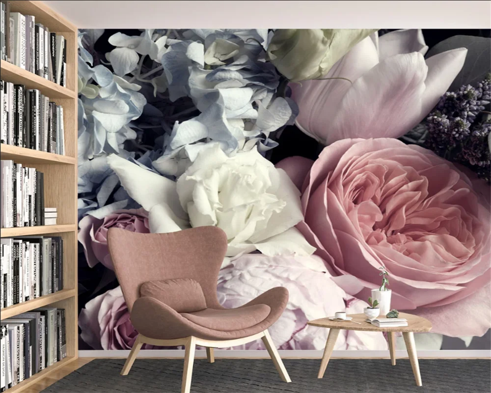 beibehang Custom modern new bedroom living room rose flower interior decoration painting papel de parede wallpaper papier peint