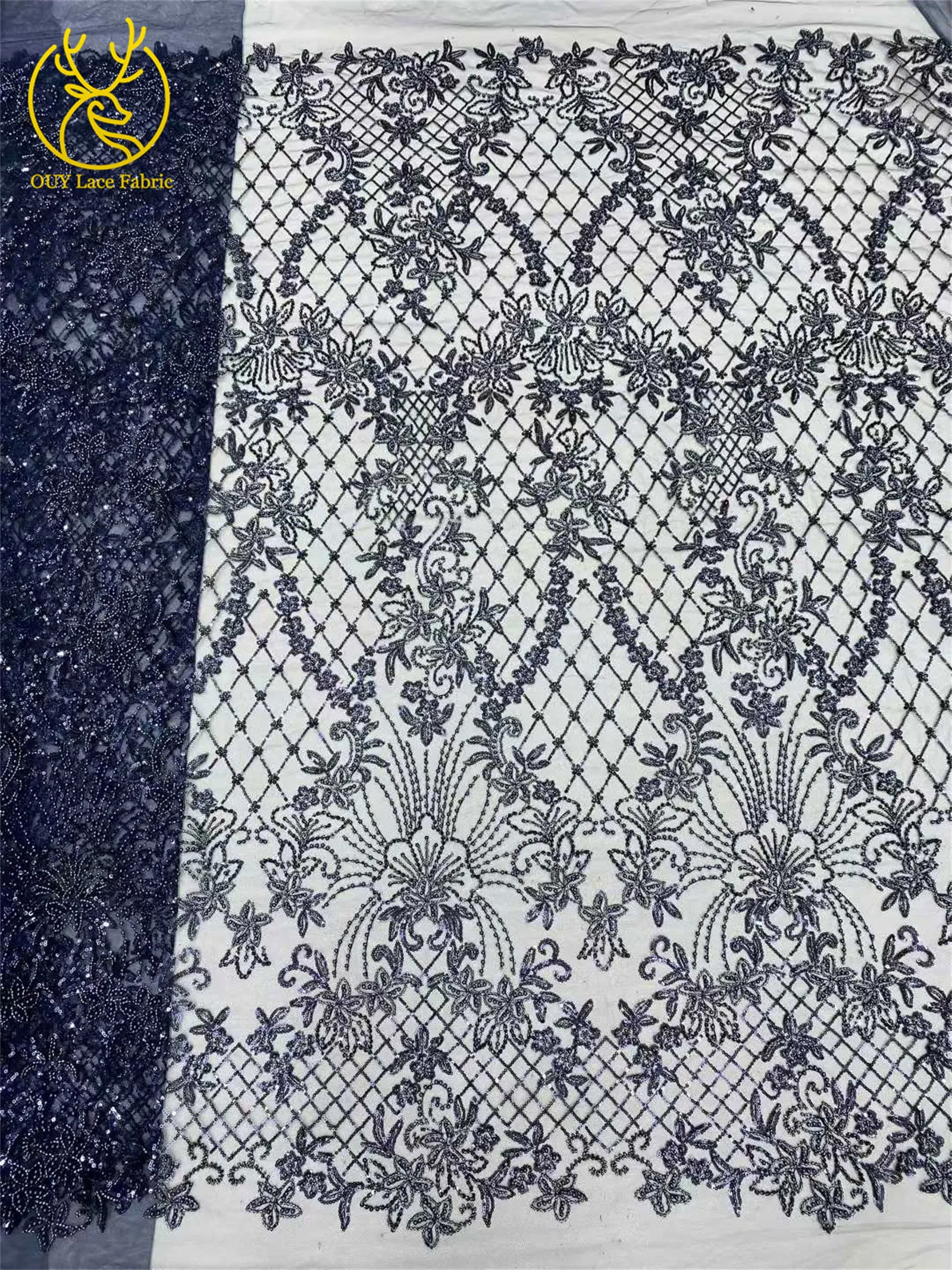 Roter afrikanischer Perlen-Spitzenstoff 2026, hochwertiger nigerianischer Pailletten-Spitzenstoff für Damen, Hochzeitskleid und Abendkleid, Nähen – Detail 5