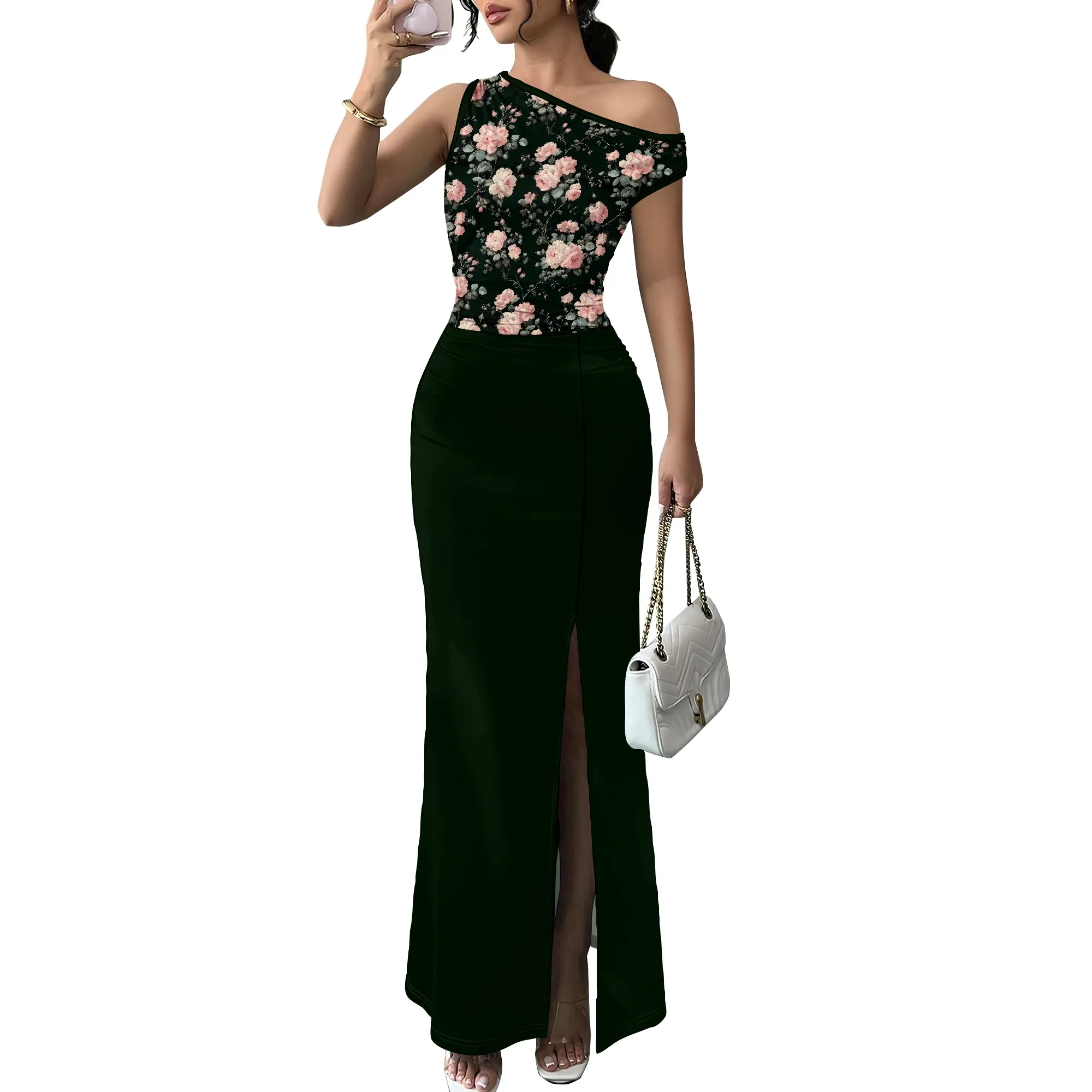 

Women's Elegant Sleeveless Off Shoulder Bodycon Long Formal Party Evening Dress