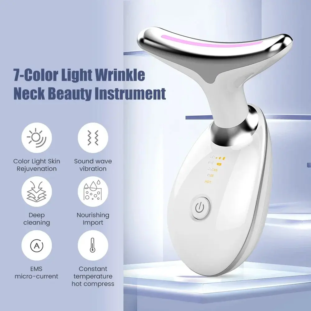 Dispositivo de beleza facial e pescoço sem fio, led ems, para escultura e contorno de mandíbula, com modos de luz led, aprimoramento de importação de íons