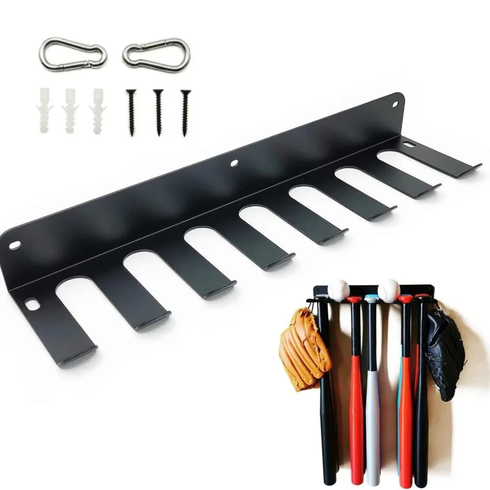 Wall Mount Baseball Bat Holder Rust-Resistant Metal Bat Organizer Rack Durable Heavy Duty Bat Display Hangers Sports Club