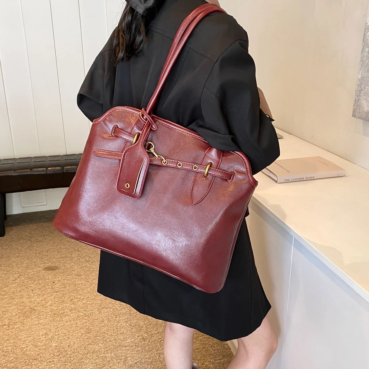 Borsa marrone di lusso firmata di marca nuova borsa in pelle bordeaux per donna borsa Tote Vintage di grande capacità borsa a tracolla Premium Sense