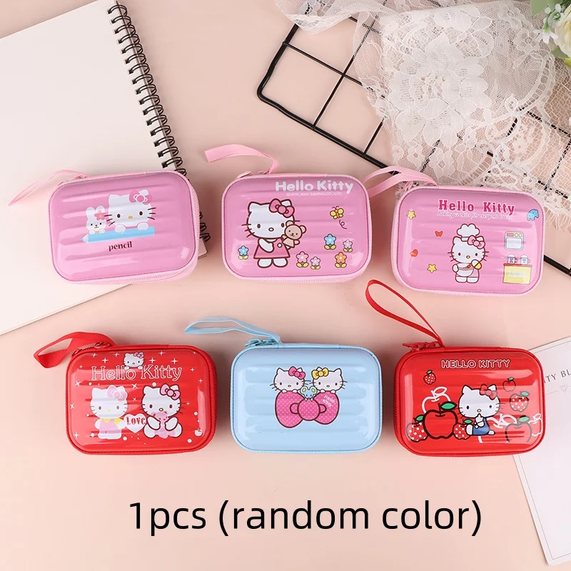 Kawaii Sanrio Hello Kitty Data Cable Charger Storage Bag Girl Cartoon Portable Travel Mini Zipper Makeup Bag regali di festa