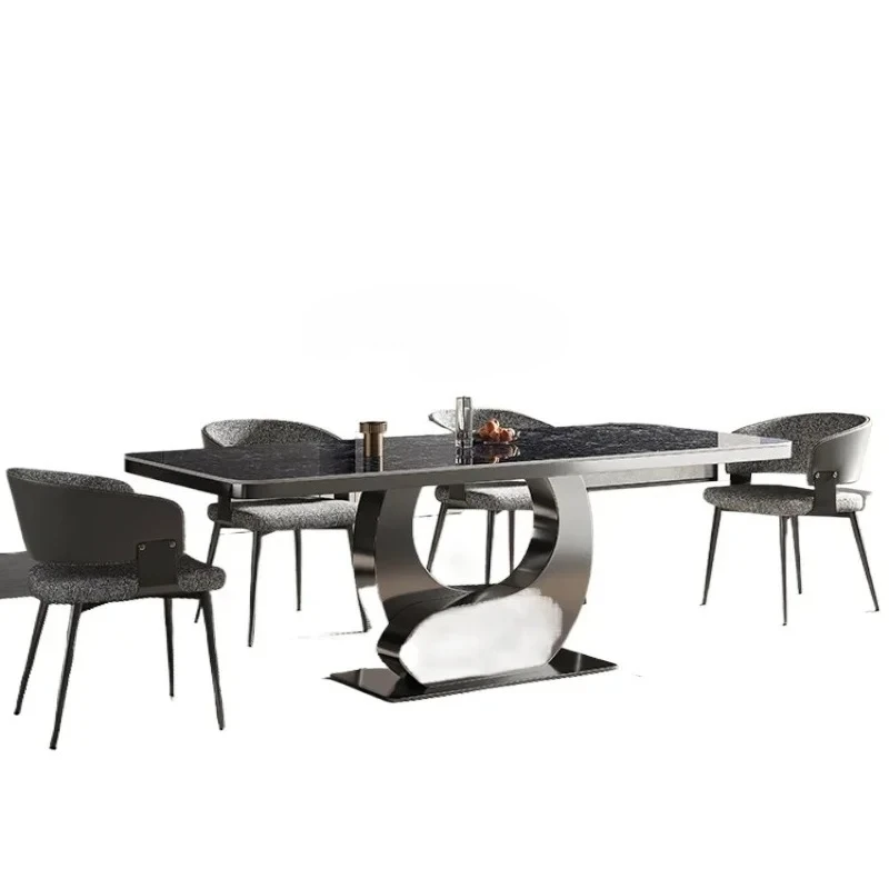 

rock slab dining table Italian minimalist household stone simple modern light luxury table and chair combination