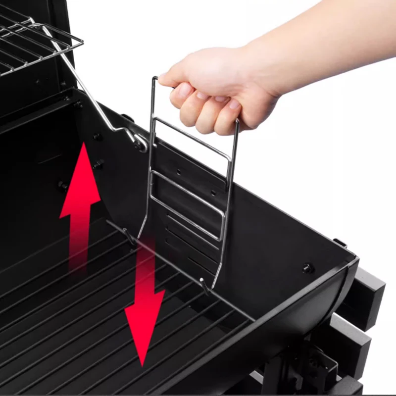 Household Barbecue Grill Charcoal Outdoor Oven BBQ Trolley Temperature Control Adjustable Height Family Party Tool