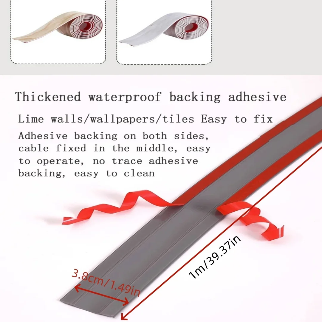 Invisible Adhesive Cable Raceway - Anti-Step Cord Protector Soft Wire Cover with Cap for Wall Home Office Use