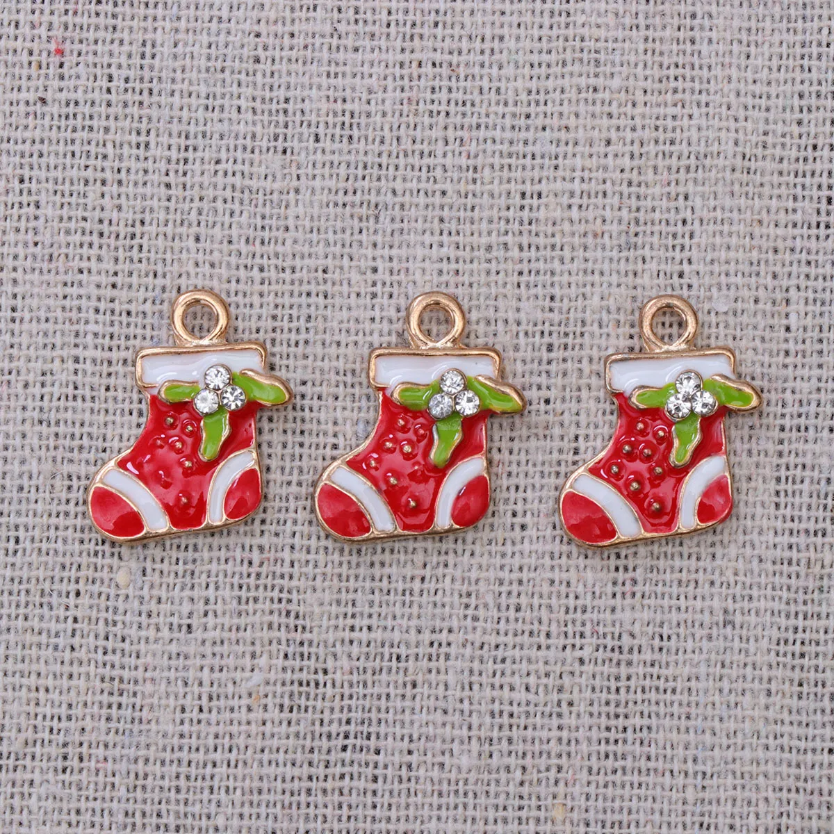 

10Pcs Christmas Stocking Phone Charms Alloy DIY Pendants for Jewelry Making Necklace Bracelet Decor Christmas Accessories