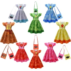 Multiple Colors Baby Girl Dresses Kids Game for Smiling Critters Clothes Cosplay Costume Children Fly Sleeve Halloween Dress+Bag