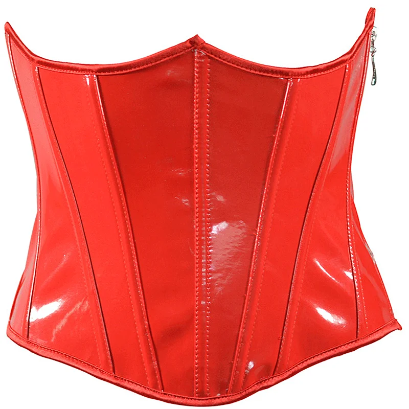 

PU Leather Corset Waist Trainer Shaper Side Zipper Up Slimming Bustier Tops Fish Bone Waisttrainer Gothic Gorset Underbust Korse