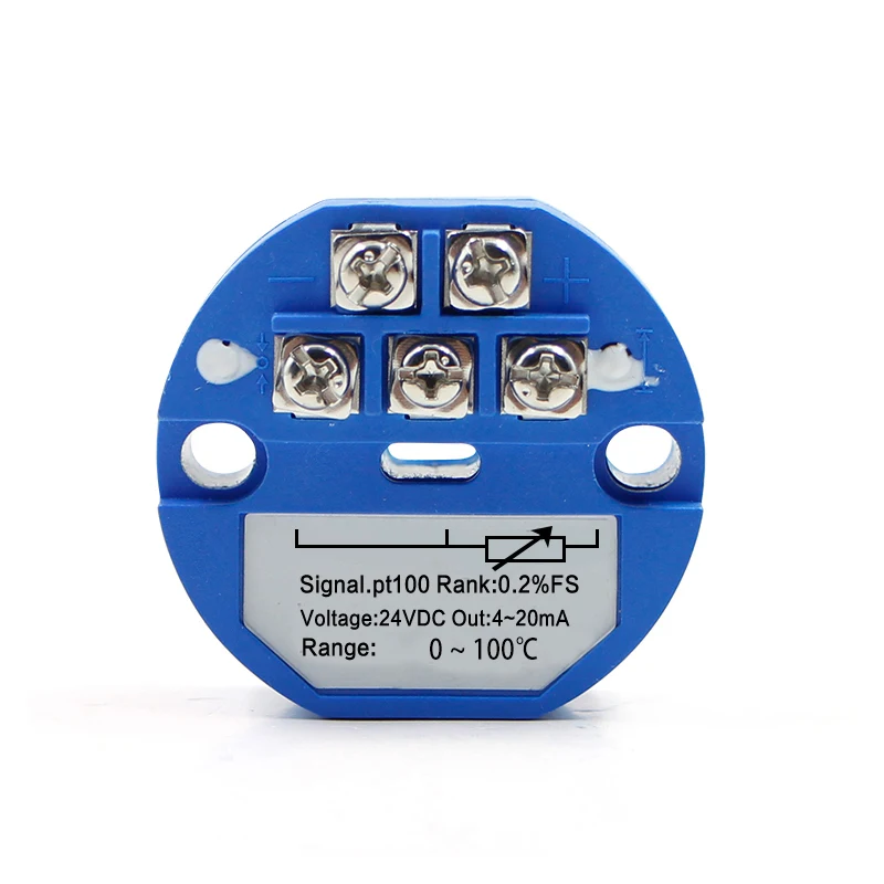 

PT100 to 4-20mA 0-600 Celsius Thermal Resistance Converter RTD Input 4-20mA Output Head-mounted Temperature Transmitter