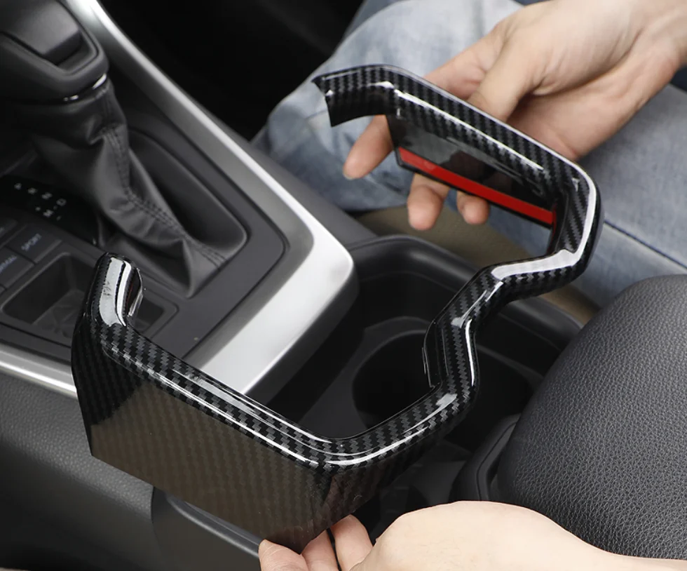 

Carbon Fiber Inner Water Cup Holder Frame Cover Trim For Toyota RAV4 2019-2023