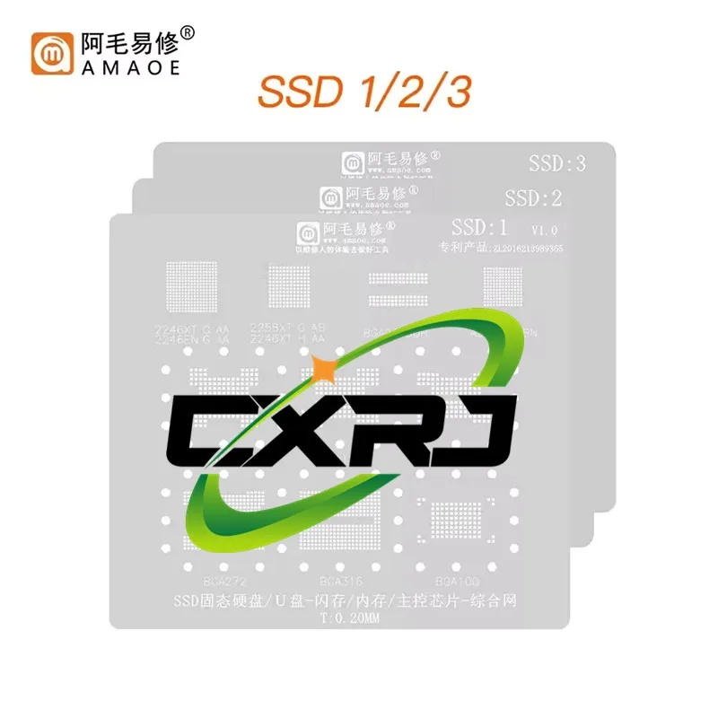 

Amaoe SSD 1/2/3 Stencil for Solid State U Disk Flash Memory BGA Stencil BGA 152 132 316 272 Main Control 2246 Stencil Repair