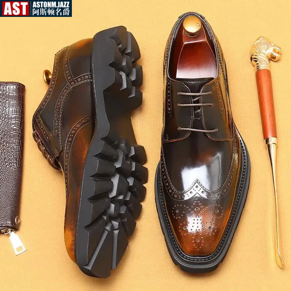 Zapatos de vestir Oxford para hombre, calzado Formal de cuero genuino, estilo informal, ideal para fiesta y boda