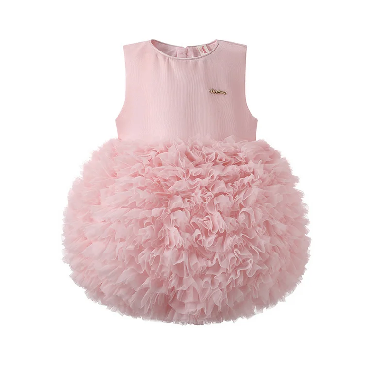 

New Baby Summer Girls Fairy Mesh Vest Flower Tutu Dress, Princess Kids Boutique Sweet Fashion Party Dresses 1-6T