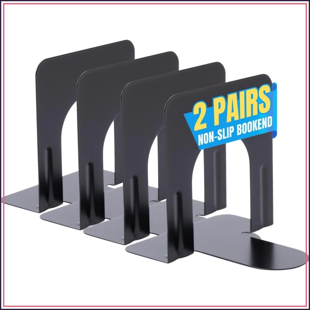 

Metal Bookends for Shelves, Non-Slip, 5 1/4" x 4 3/4" x 5", 4 Pack