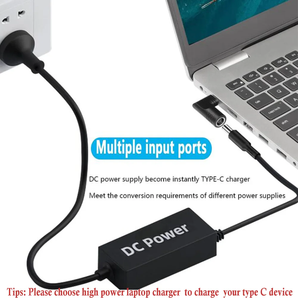 ​65W 100W PD DC 7.4 x 5.0mm Female Input to USB Type C Male Power Charging Adapter for Phones,Tablets,Laptops