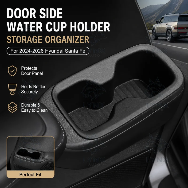 For 2024-2026 Hyundai Santa Fe Door Side Water Cup Holder Cover Car Storage Organizer Modification Accessories Trim
