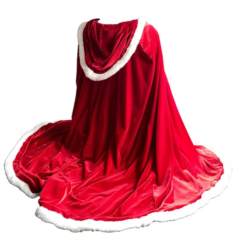 Women Lady Santa Claus Christmas Xmas Halloween Cosplay Costume Party Cloak Winter Pink Red Cape OI6047