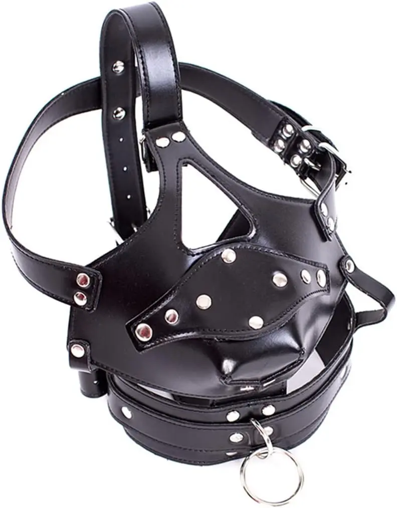 

SM Leather Bondage Head Harness with Detachable Dildo Restraint Mouth Gag Masks Adult Sex Fetish Toys