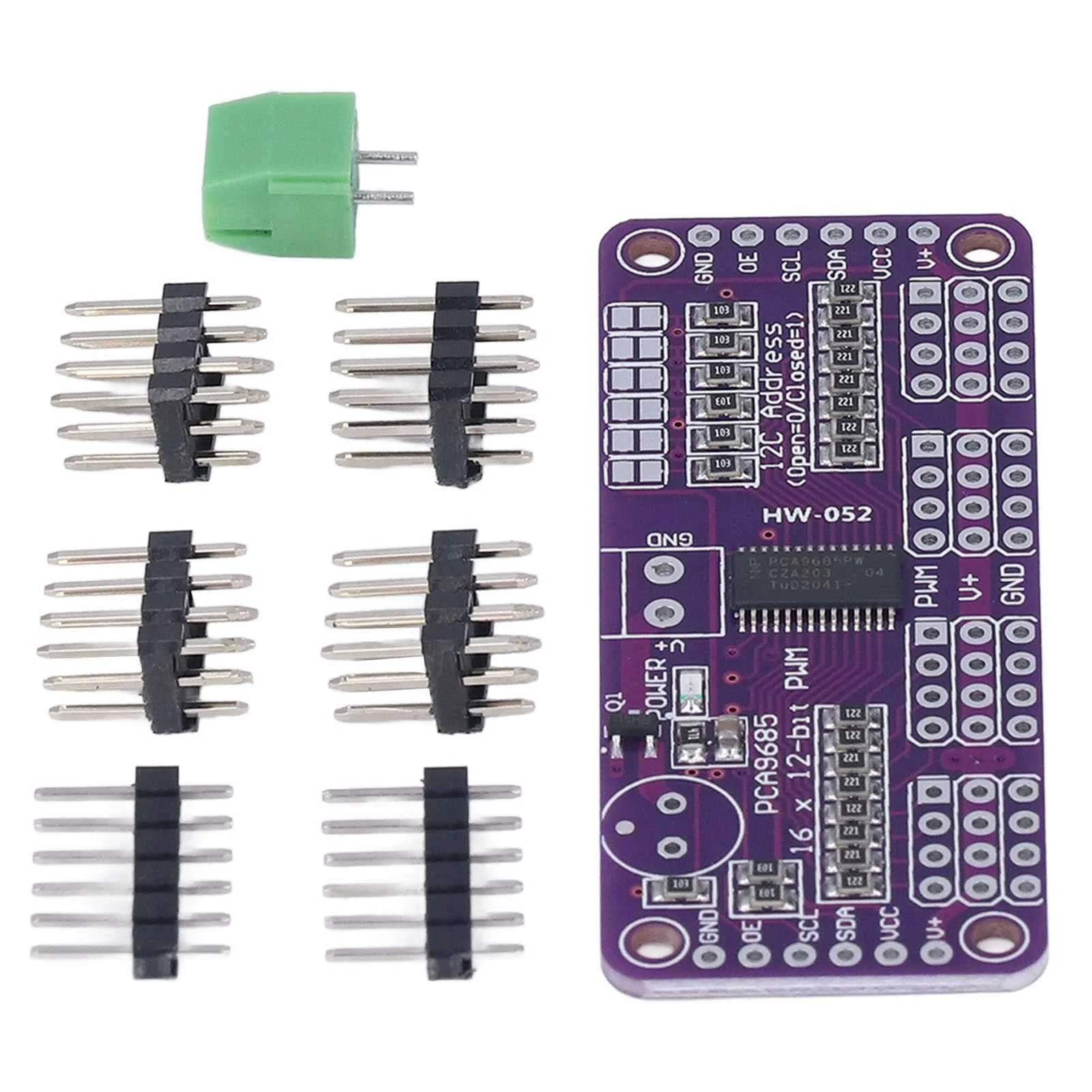 Servo Motor Driver PWM Control Module 16 Channel 12 Bit IIC PCA9685 Controller for DIY