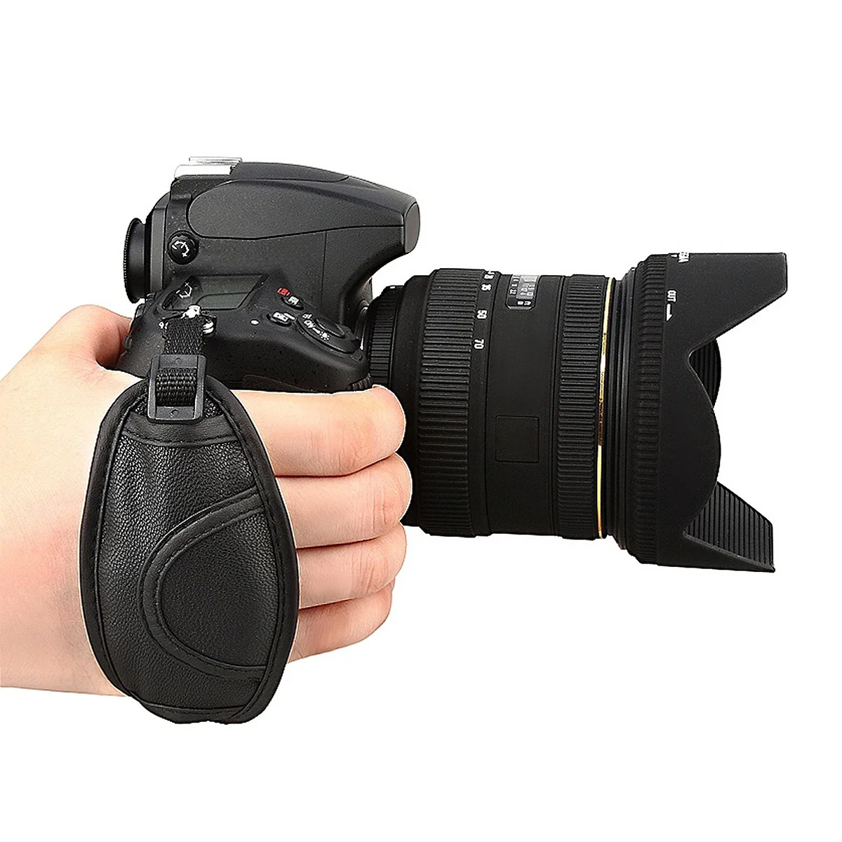 デジタル一眼レフカメラ用PUハンドグリップ ブラック 調整可能でしっかりフィット マイクロファイバークッション付き 富士対応