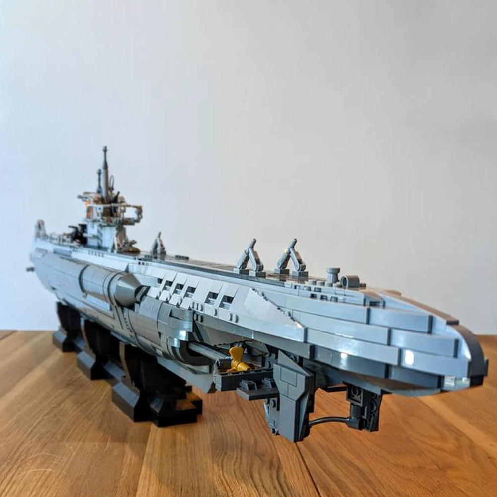 MOC German Submarine U-Boat Type VIIC Building Blocks World War II Military Warship Submarine Brick Model Toy Children's Gift