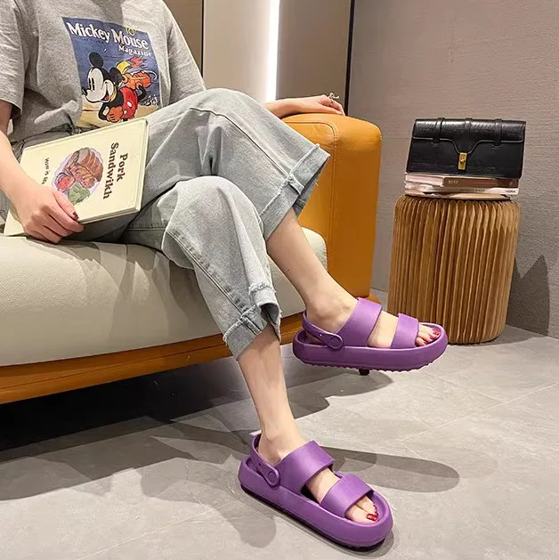 

New Smile Summer Women Home Slippers With Snaps Outdoor Breathable Casual Sandals Women Non-slip Platform Beach Shoes Women