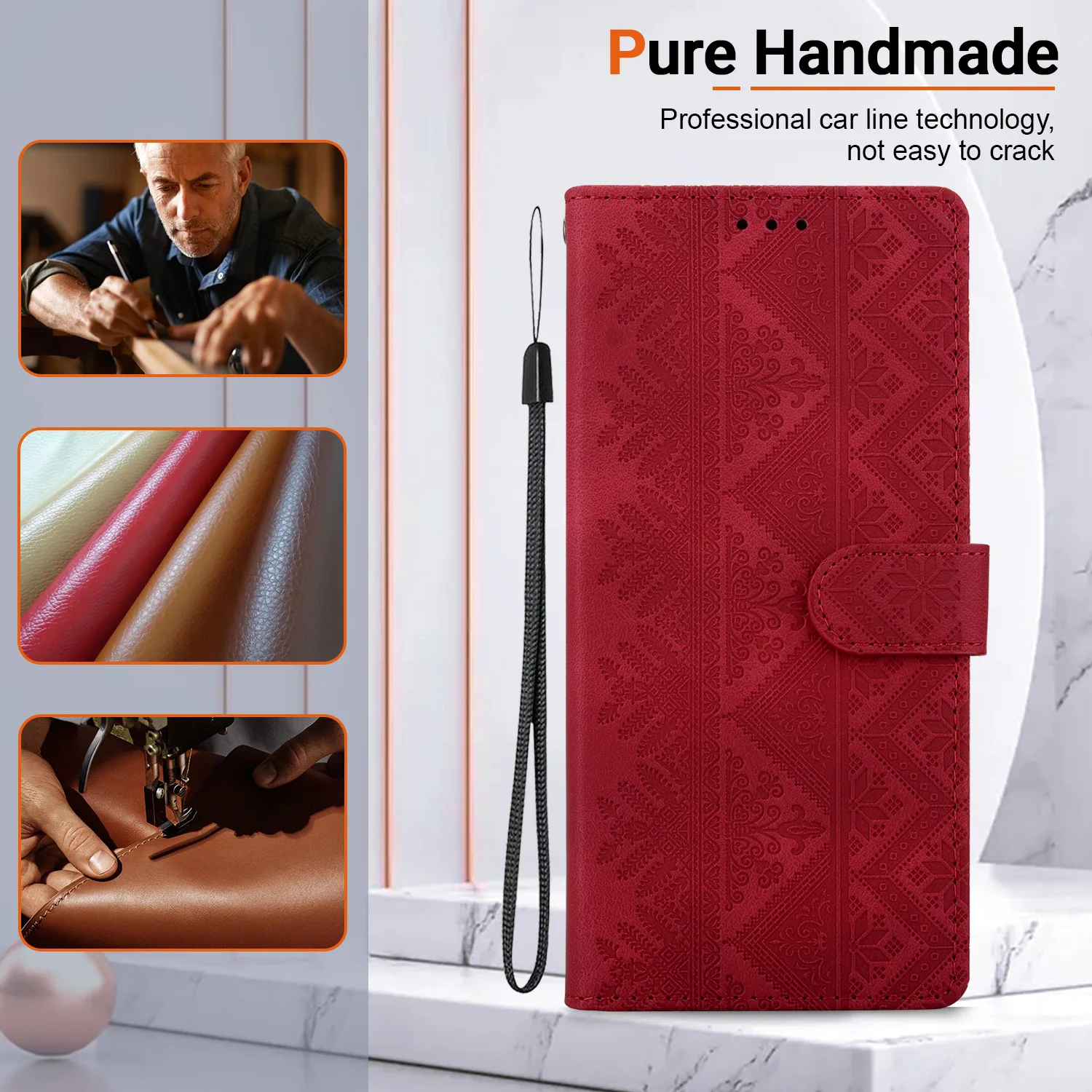 Leather Phone Case For Samsung Galaxy A07 A06 A05 A05S A04E A01 A04 A03 Core A3 A5 A9 A8 2017 2018 A6 PlusCard Slot Wallet Cover view 2
