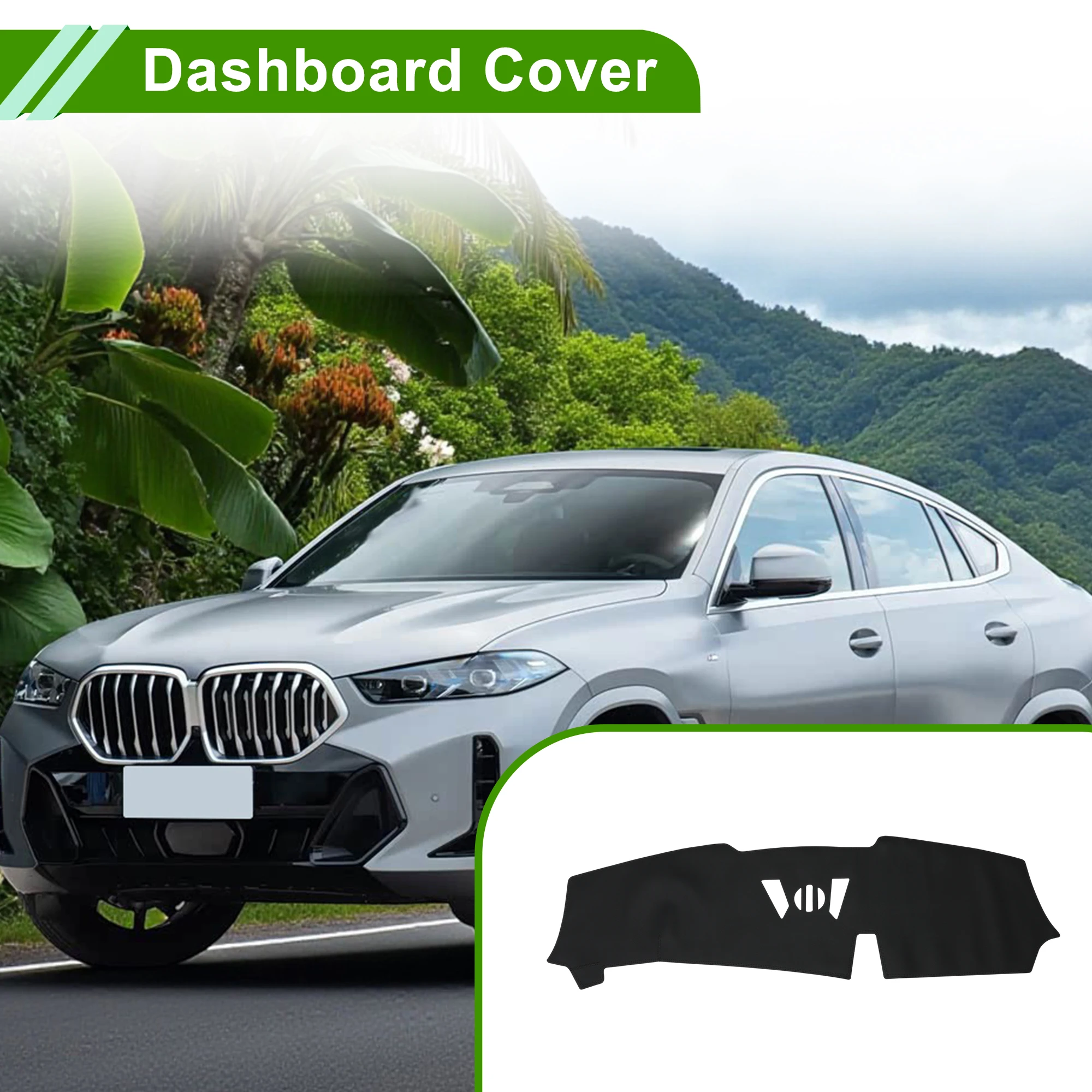 UXCELL Dashboard Cover for BMW X6 W/O HUD 2023-2024 Black 1 Pc Sunshield Protector Pad