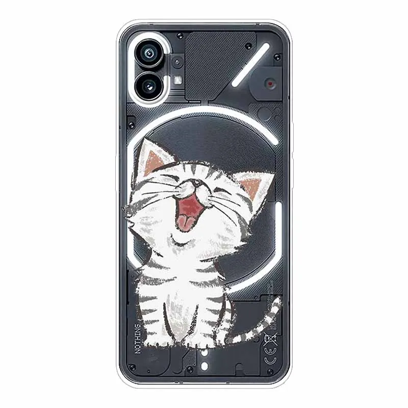 For Nothing Phone 1 Case Flower Soft Silicone Back Cover Phone Case for Nothing Phone 1 One (1) Phone 2 Cat Transparent Funda