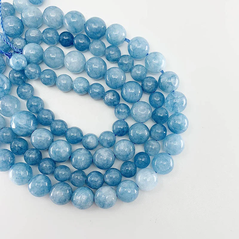 4/6/8/10/12mm Natural Aquamarin Agat Stone 1 strand/lot Bead Round Loose Spacer Beads For Jewelry Making Findings DIY Bracelet