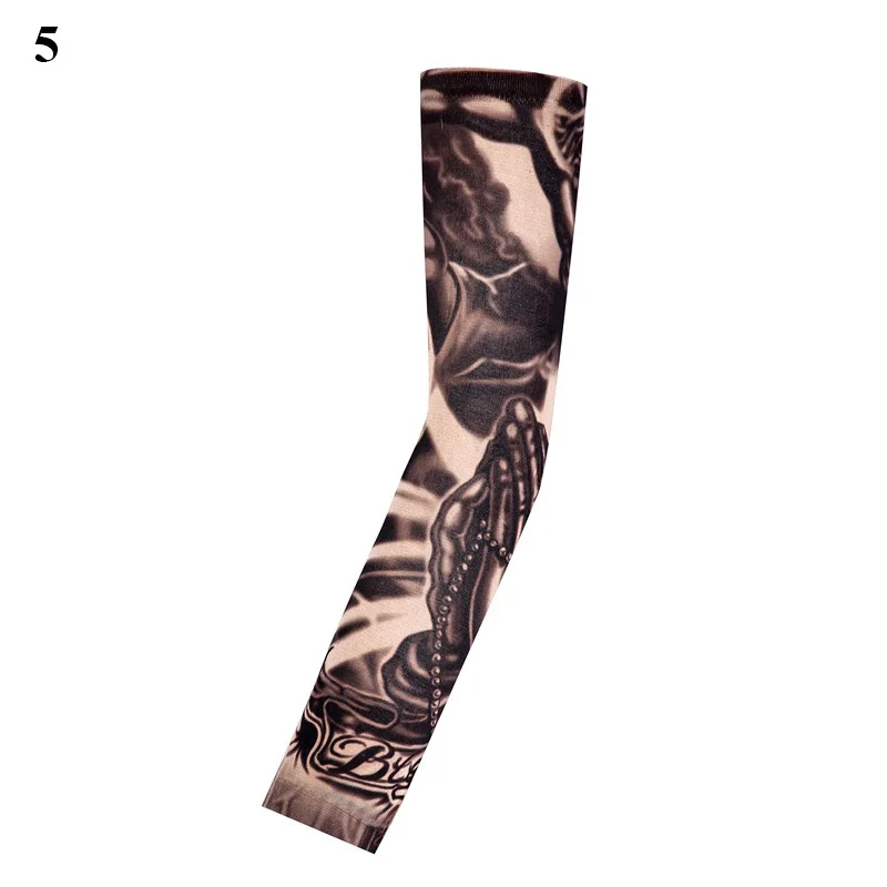 1pc hot sale tattoo sleeve styles elastic Fake 100%nylon Arm stocking beloved girl Buddha Wolf Dragon design halloween cool men