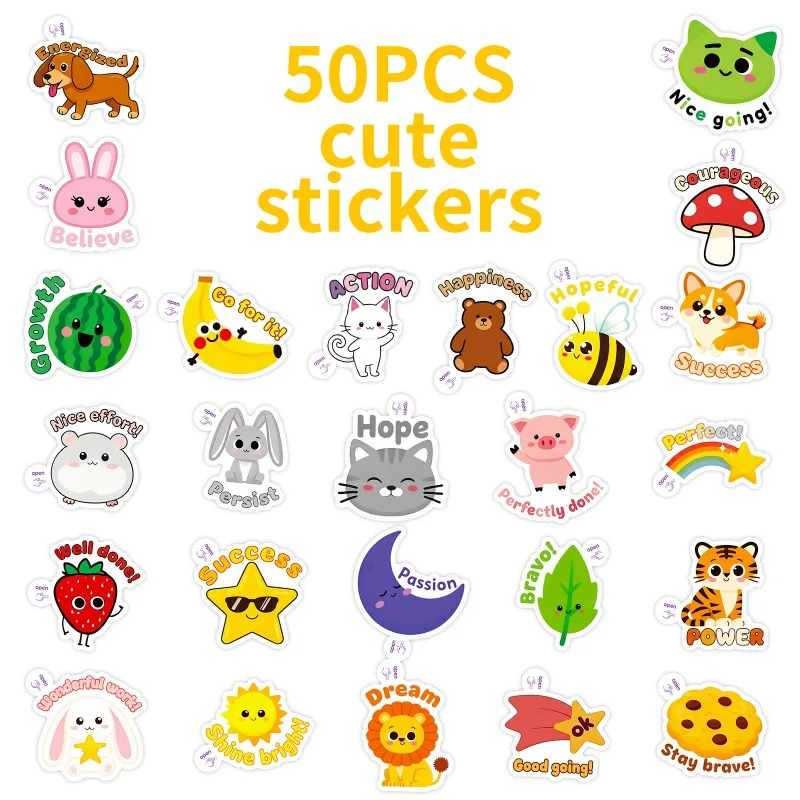 สติกเกอร์ตกแต่งลายการ์ตูนสัตว์เลี้ยงแบบสร้างสรรค์ 50 ชิ้น