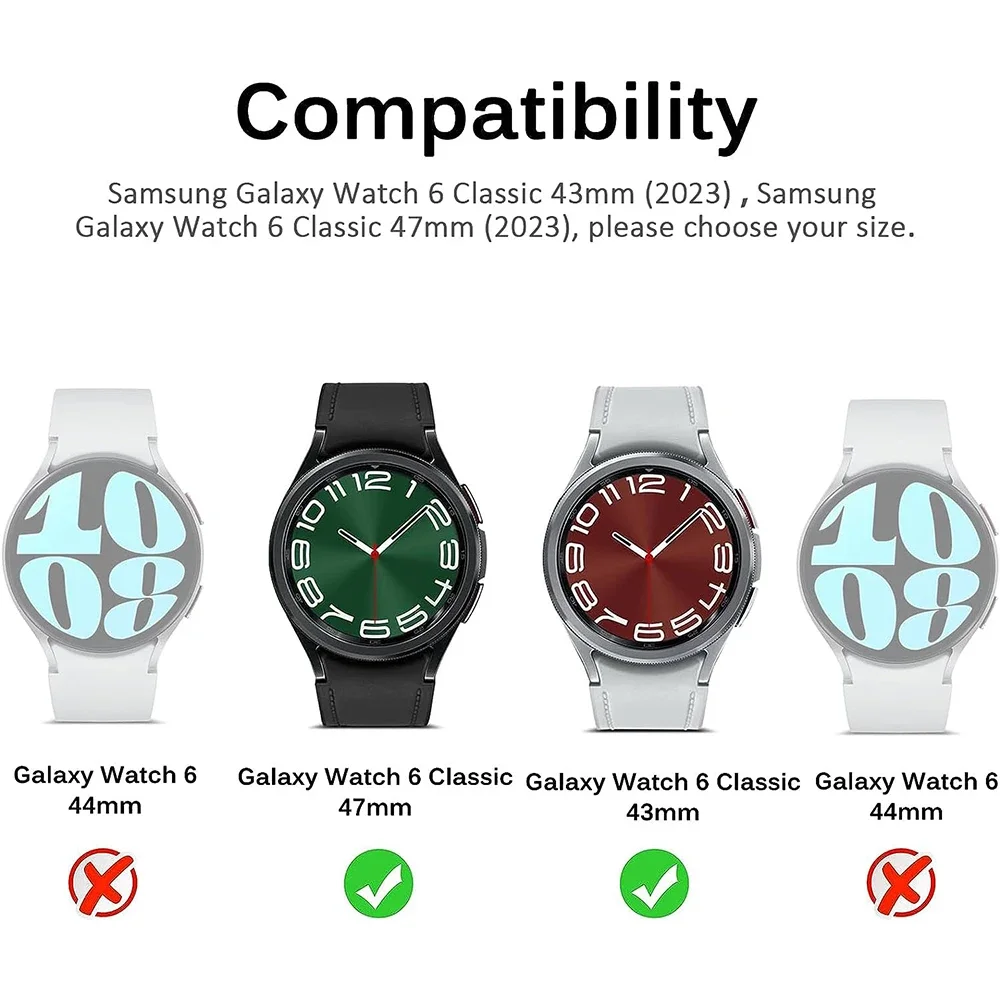 Funda + cristal para Samsung Galaxy Watch 6 Classic 43mm 47mm suave TPU ahueca hacia fuera la funda protectora de pantalla para Galaxy 6 Classic 47 43