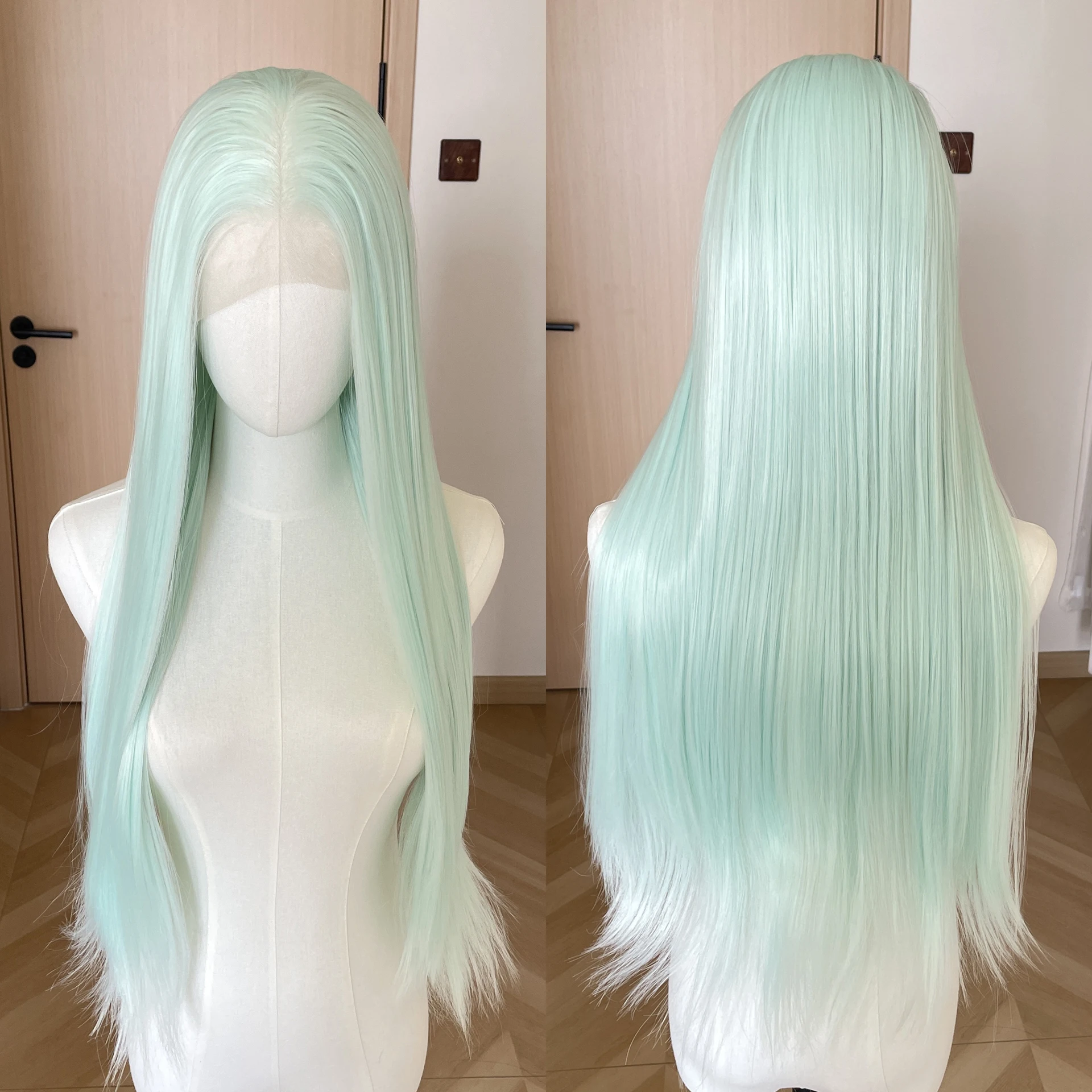 

Bright Green 13x4 Synthetic Lace Front Wigs for Women 26 Inch Long Straight Glueless Wigs Heat Resistant Free Part 150% Fashion