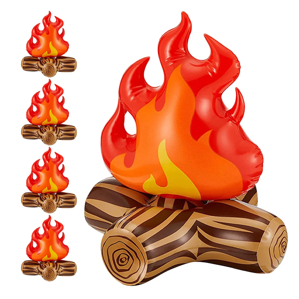 

5Pcs Fake Campfire Set with Inflatable Design Realistic Logs and Flames for Patio Garden Wedding Decorations Fake Campfire