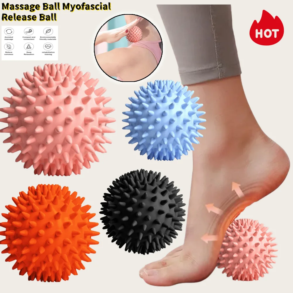 Fußmassageball mit Spikes, Pilates, Yoga, Sport, Fitness, Muskelentspannung, Massageball, Plantarfasziitis, Therapieball für die Hand