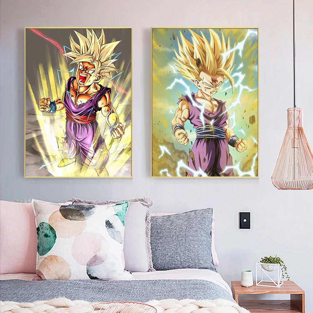 Anime Nhật Bản Ngoại Vi Rồng Bóng Áp Phích Phim Hoạt Hình Nhân Vật Goku Vegeta Tường Tranh Canvas Nghệ Hiện Đại Bức Tranh Tường Phòng Trang Trí Phòng Ngủ