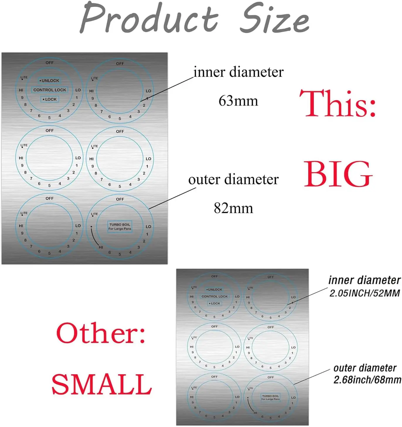 24 Pcs Large Stove Stickers 63 mm / 82 mm Stove Stickers Replacement Decal