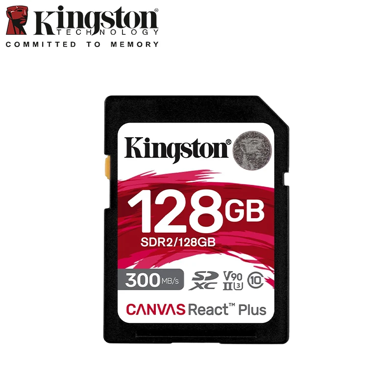 بطاقة ذاكرة Kingston Canvas React Plus SD لكاميرات سينما UHS-II الاحترافية 8K/3D/VR 32 جيجابايت 64 جيجابايت 128 جيجابايت 256 جيجابايت V90 بطاقات SD