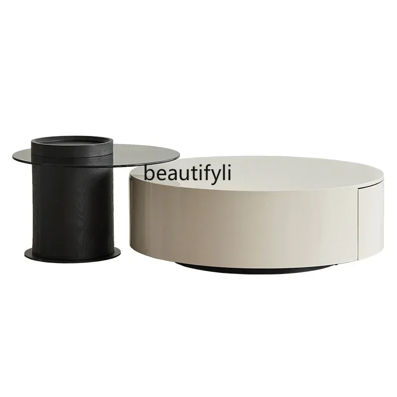 Picture 3: 20031A Round Tea Table Small Apartment Living Room Mini Corner Table Nordic Balcony Glass Side Table Combination