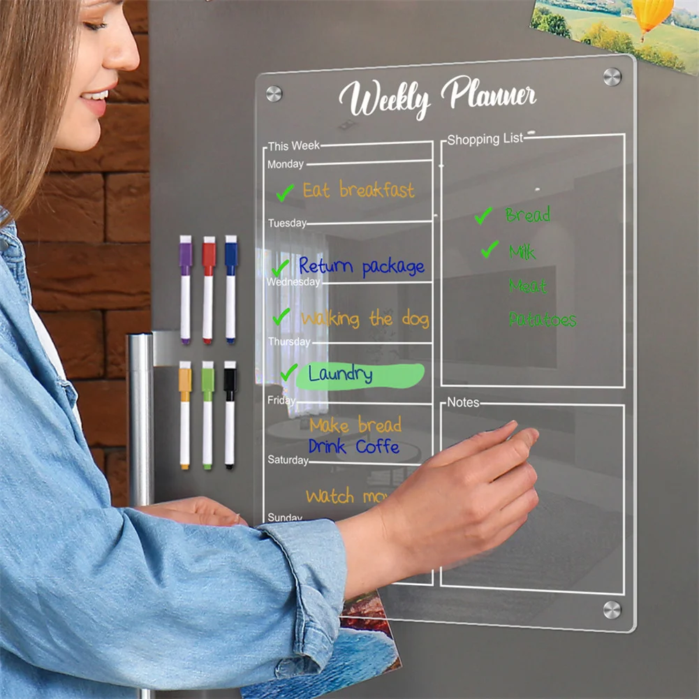 아크릴 책상 달력, 마그네틱 주간 계획 보드, 데스크탑 화이트보드, 6 마커, 홈 오피스 학교
