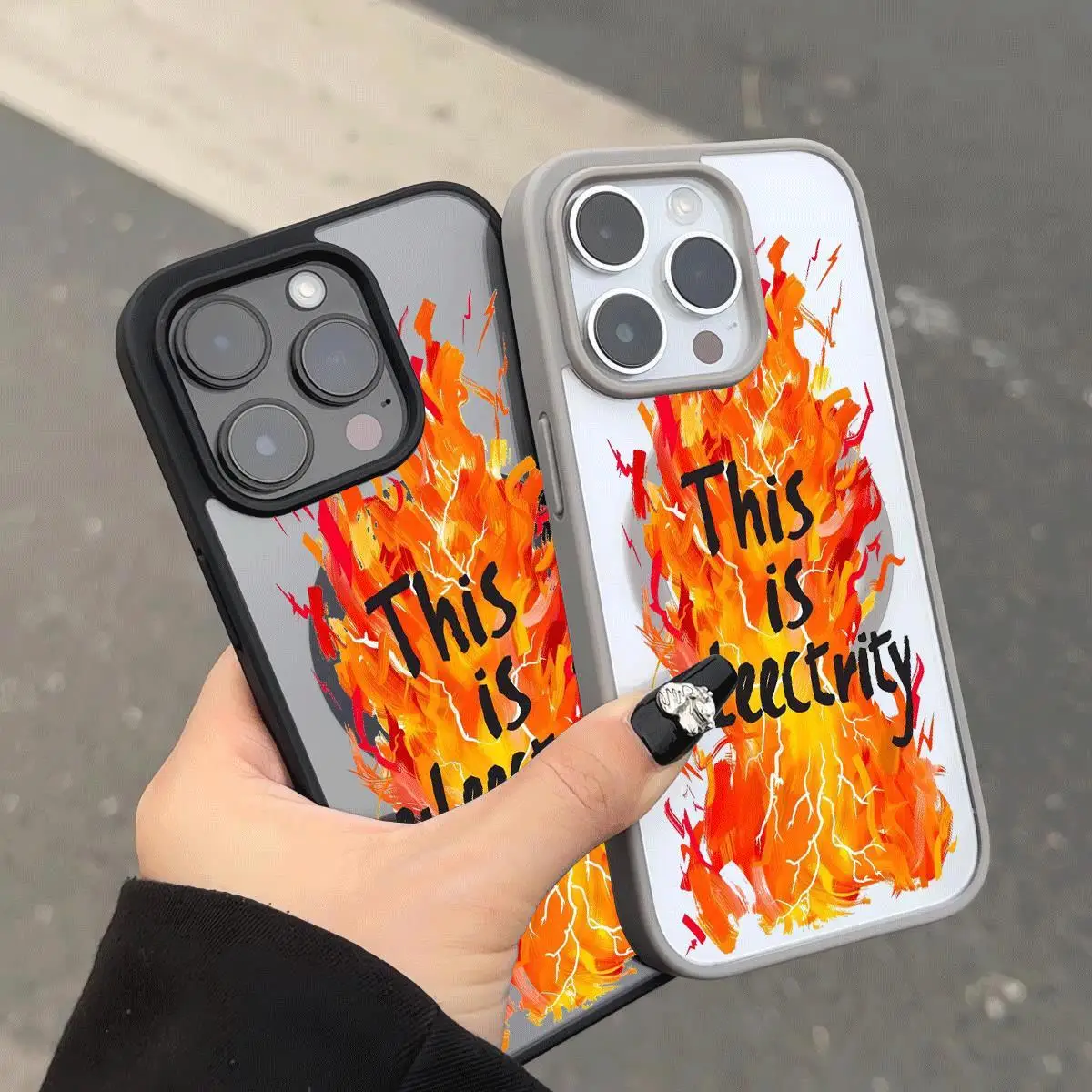 

Magnetic Case for iPhone 17 Air Pro Max 16 15 Pro 14 13 12 11 Plus with MagSafe Camera Protection for Male Female Skull Flame